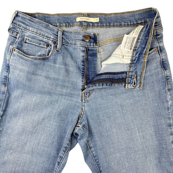 Levi's 505 Jeans Women's Sz14 Blue Straight Leg Stretch Denim Zip Mid-rise 90's - Picture 6 of 17